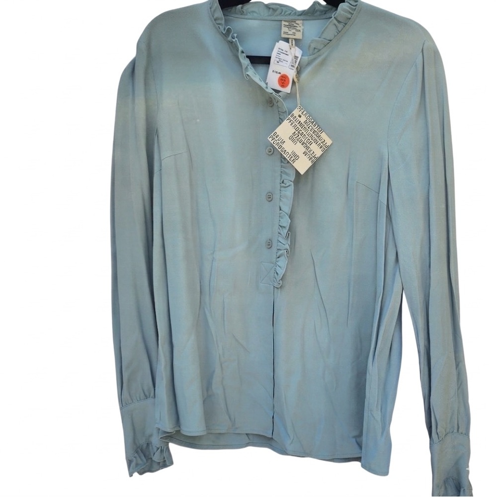 Women's Light Blue Ruffled Top